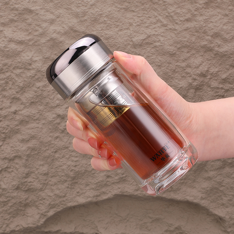 双层加厚玻璃杯随身泡茶定制印字