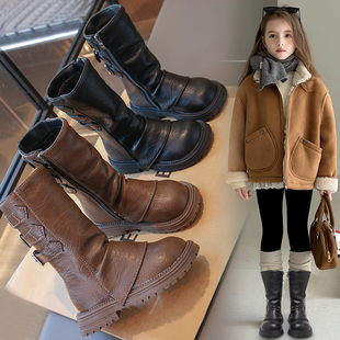 女童马丁靴2026秋冬新款儿童靴子中大童英伦风短靴女孩皮靴时尚感