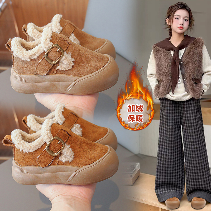 女童棉鞋加绒软底百搭勃肯鞋