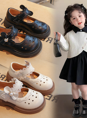 女童鞋子儿童真软皮公主小皮鞋2026春秋季新款女宝宝简约黑色单鞋