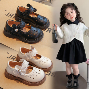 女童鞋子儿童真软皮公主小皮鞋2026春秋季新款女宝宝简约黑色单鞋