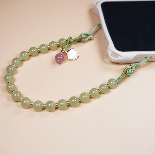 天然和田玉手机链手腕挂饰玉石女