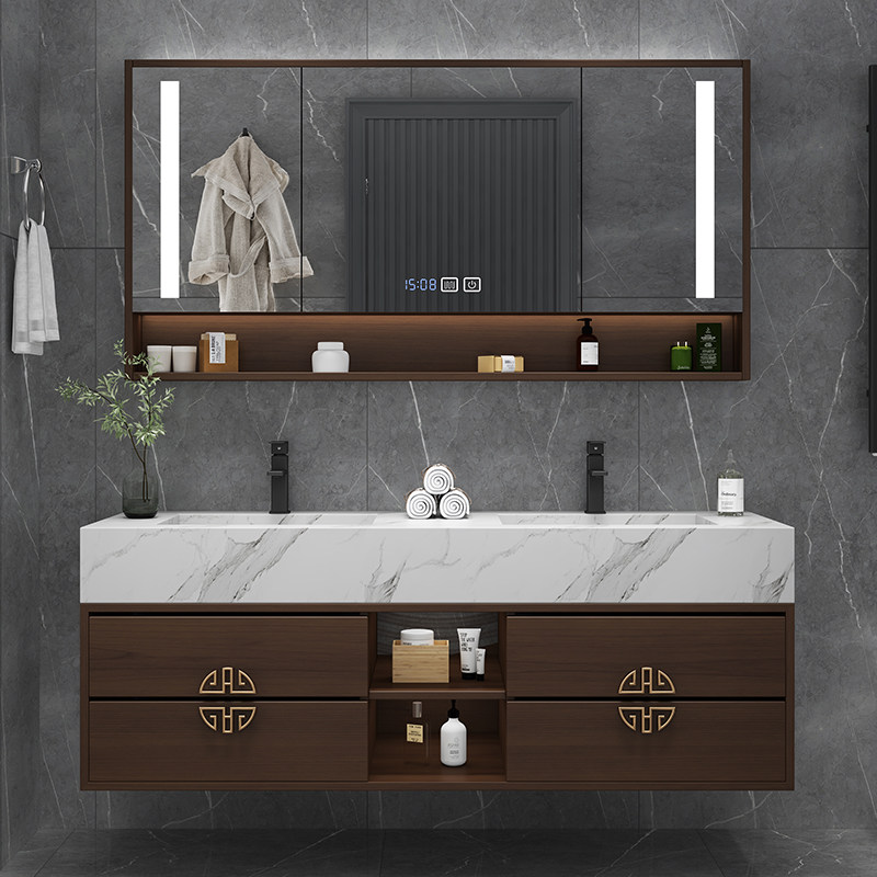 宋氏美学橡木浴室柜组合中古风卫生间洗手洗漱台洗脸柜岩板一体盆,家装主材,浴室柜,淘宝优惠券,粉丝福利购,淘宝优惠卷