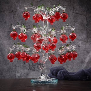 水晶石榴树摆件喜庆多子多福客厅电视柜玄关送礼开业礼品礼物摆件