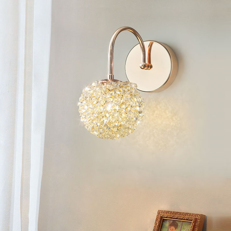 无线充电水晶壁灯床头卧室法式轻奢主卧灯设计师高级感客厅免接线