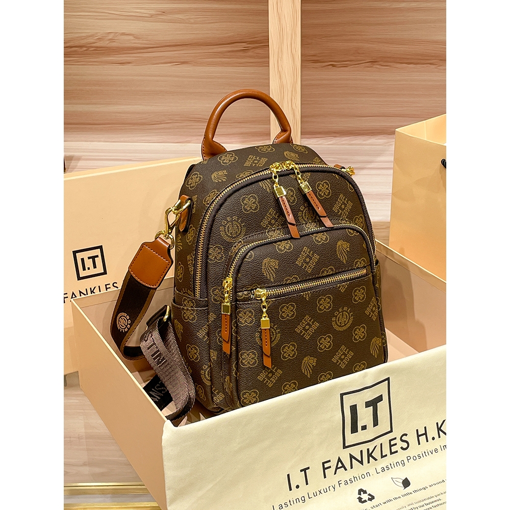 CITEX LV官方旗舰店香港代购真皮背包女2025新款奢侈品老花双肩包