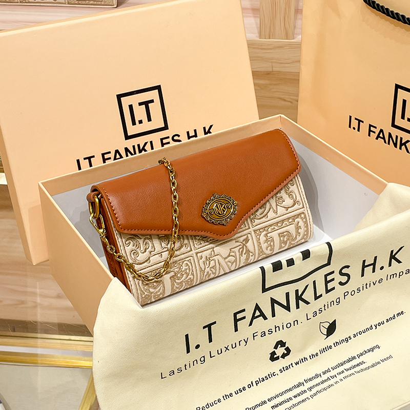 CITEX LV官方旗舰店香港正品真皮复古女包高级感链条包信封包女春