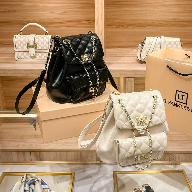 CITEX LV官方旗舰店香港代购正品女包真皮菱格双肩包包女2025新款