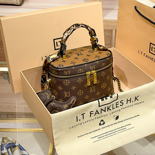 CITEX LV官方旗舰店香港真皮老花盒子包水桶包女2025新款春夏今年