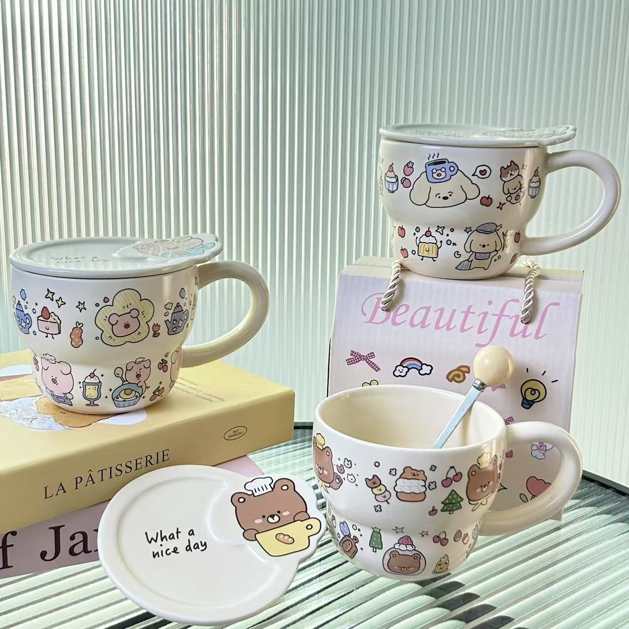 可爱小猪陶瓷马克杯带盖高颜值卡通水杯咖啡杯生日礼物送人伴手礼