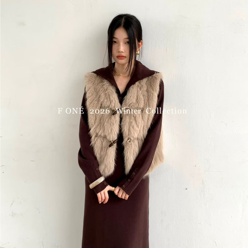 秋冬仿狐狸毛短款宽松皮草背心女