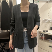 小红书爆款 SALMOKA磨毛边V领西装 外套女丝巾设计高级感名媛小西服