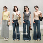 des champs 百搭短袖 Fleurs 针织衫