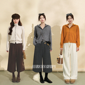 Fleurs 七分裤 des champs纽扣毛衣开衫