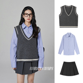 des champs 学院衬衫 Fleurs 马甲 半裙