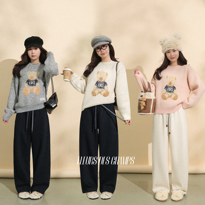 Fleurs des champs小熊图案毛衣