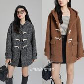 champs Fleurs des 仿牛角扣连帽外套