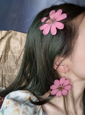 真花格桑花幸福花不褪色植物手作创意夸张滴胶植物花卉女