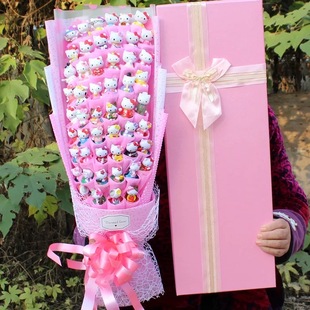 KT猫公仔花束卡通手办树脂HelloKitty玩偶同学女友生日圣诞礼物