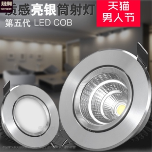 GDDS 银色防雾筒灯led射灯cob天花灯猫眼背景墙过道节能牛眼灯75