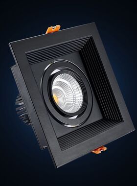 单头黑色方型10W led双头格栅灯射灯 嵌入式斗胆天花灯 COB筒灯5W