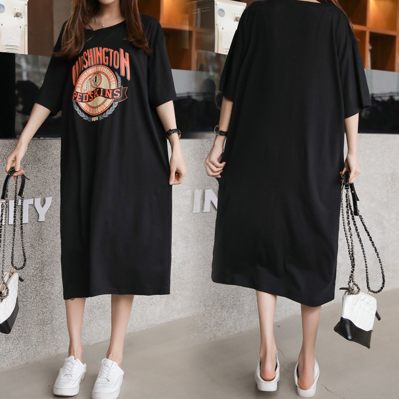 pregnant woman Summer wear Dress Korean Edition Easy Add fertilizer XL 200 Show thin Exorcism Mid length version Short sleeved T-shirt dressin the Maternity/Maternal supplies/Nutrition , Maternity , Dress  category - from Buy2taobao.com to provide professional Taobao agent buy service