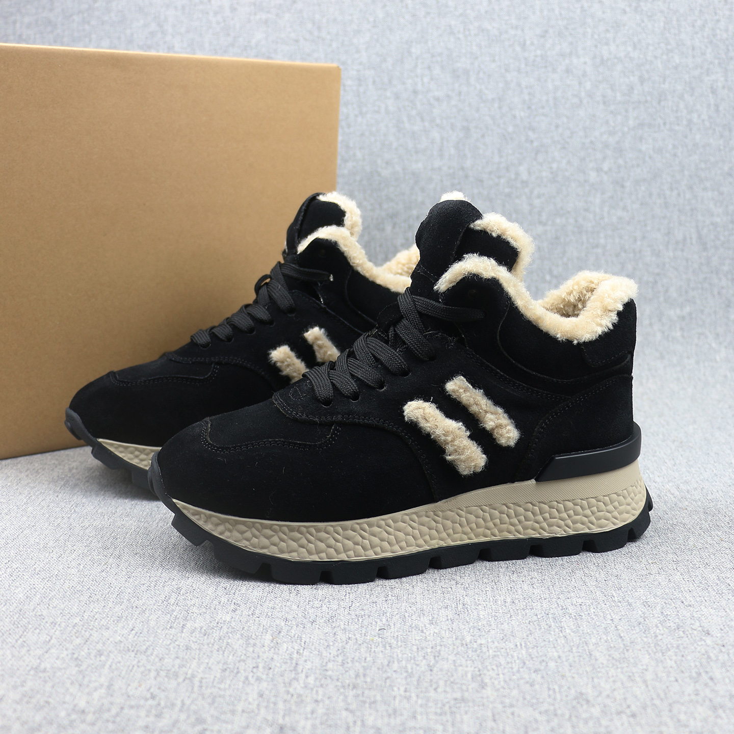 外贸冬季真皮高帮羊毛复古棉鞋女