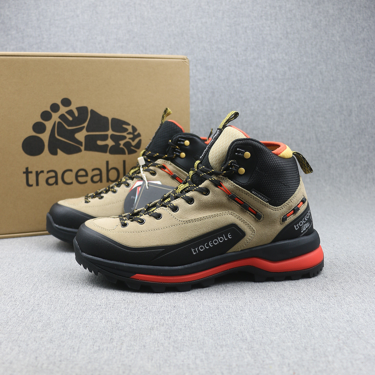 traceable真皮防泼水登山徒步鞋