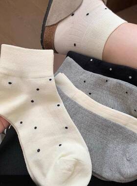 白色袜子女款纯棉中筒袜2025新款爆款春夏季防臭吸汗薄款女士短袜