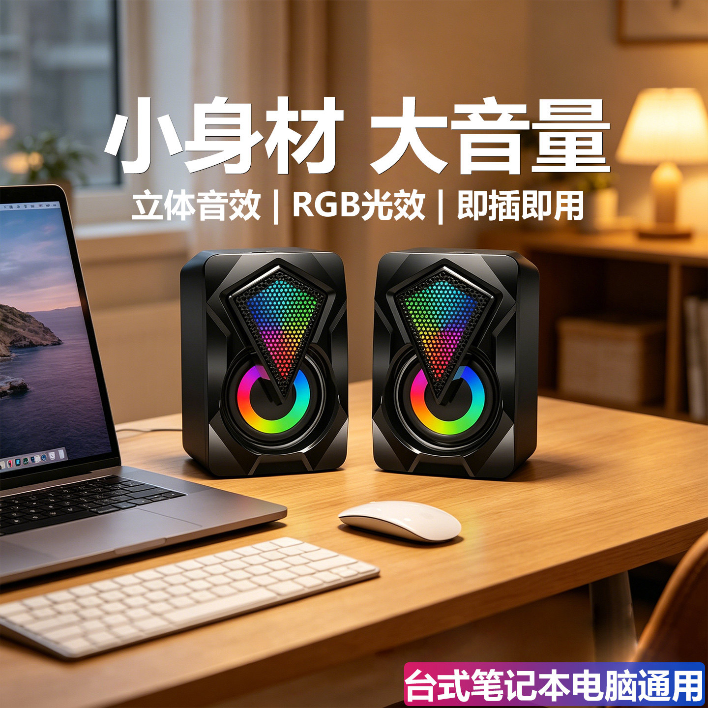 迅舟 X2桌面电脑音箱台式笔记本有线小音响立体声蓝牙低音炮RGB
