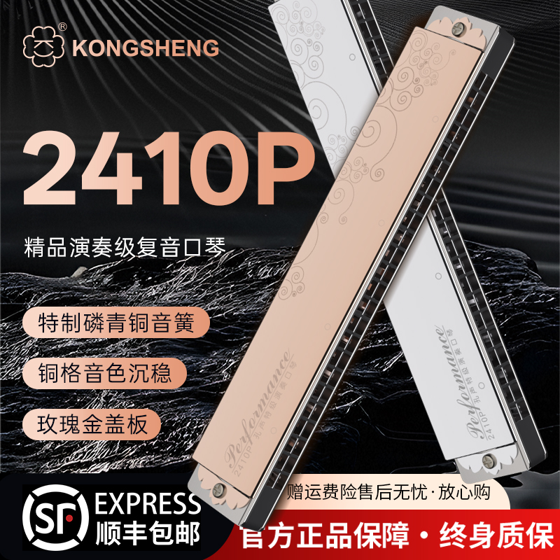 孔声进口音簧24孔口琴成人专业演奏复音口琴铜格工艺口琴乐器正品