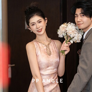 新中式订婚礼服2026新款旗袍粉色敬酒服气质出阁连衣裙日常可穿
