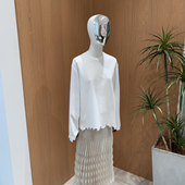 T女上衣 简约休闲百搭手工花边剪纸切割圆领长袖 Ceevan26春季 新品