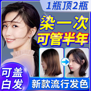 蒙倩遮白发健康洗头染黑染发剂膏纯自己在家染植物不沾头皮不沾手