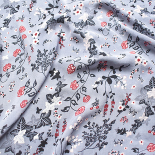 纳米绉雪纺布 印花面料 高品质款 夏季 墨冰色小碎花 柔软透气服装