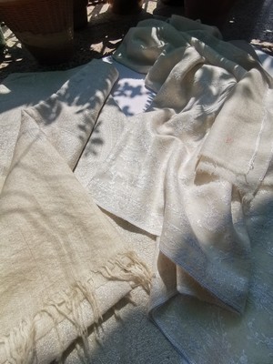 阿梅在克什米尔 白配白新品首发 pashmina羌塘高原绒微针密绣无孔