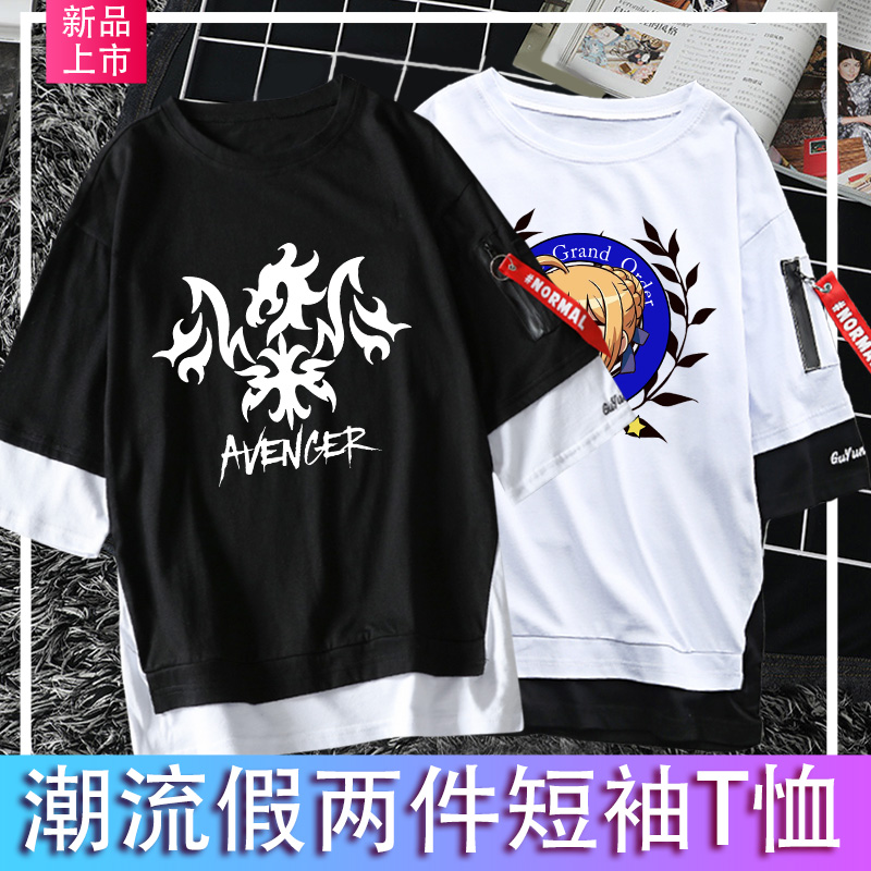 fate衣服短袖男女动漫周边fgo阿福q版英灵总司咕哒黑贞德师匠T恤