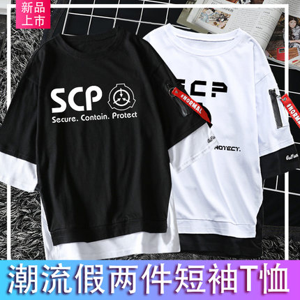 纯棉T恤scp173周边学生男基金会收容档案九尾狐特遣队049短袖衣服