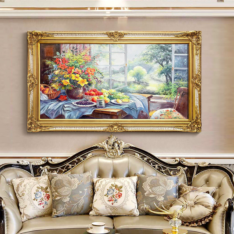 纯手绘静物油画欧式餐厅装饰画沙发背景墙画美式客厅壁画水果盛宴