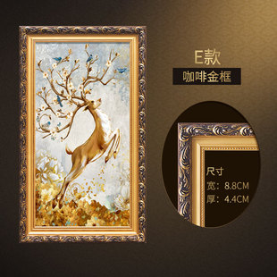 玄幻装 高档玄关油画手绘竖版 欧式 壁画客厅走廊过道挂画美式 饰画招