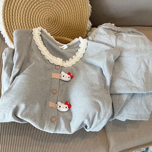 睡衣女款春秋冬季德绒套装家居服
