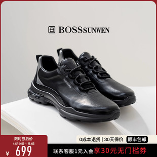 真皮系带轻便健步鞋 BOSSSUNWEN 休闲运动鞋 时尚 博斯·绅威25新款