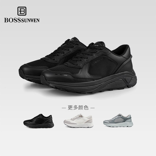BOSSSUNWEN/博斯·绅威网面透气时尚休闲鞋男款春夏轻便跑步鞋