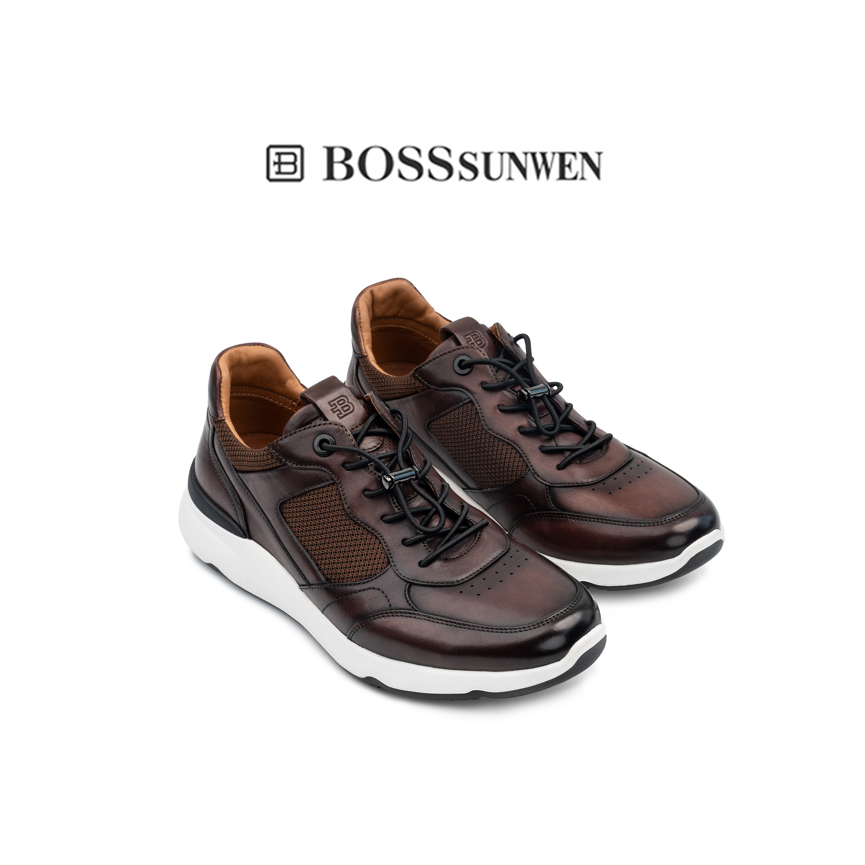 【商场同款】BOSSSUNWEN/博斯·绅威户外休闲皮鞋轻便系带低帮鞋图片