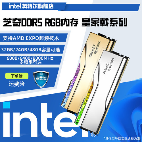 芝奇皇家戟DDR5灯条6000c28c26适配主机EXPO内存16/24G套装intel