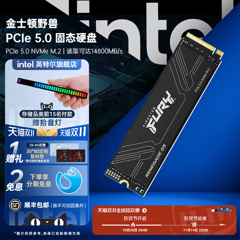 Kingston金士顿FURY野兽PCIE5.0固态硬盘1T/2TBM.2笔记本台式电脑