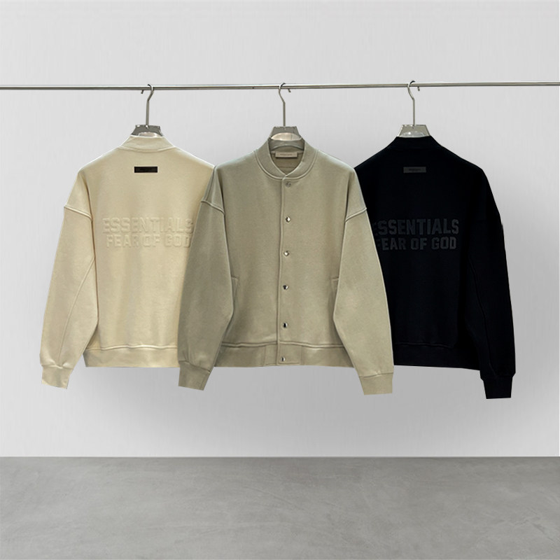 fog棒球服外套essentials潮流男士宽松休闲加绒大码按扣夹克卫衣