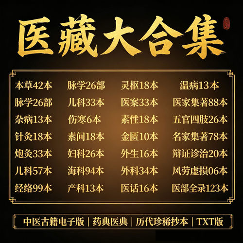 中医古籍大合集电子版历代珍稀抄本医藏全书本草伤寒医案资料TXT