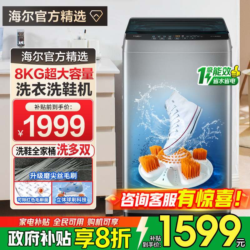 【补贴20%】海尔洗鞋机全自动家用除菌洗脱一体机刷鞋洗衣机T565