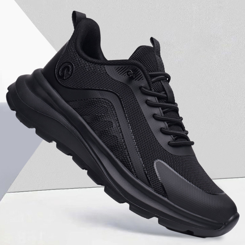 2026年春季新款男鞋网面透气防臭休闲鞋黑色软底轻便百搭运动鞋男
